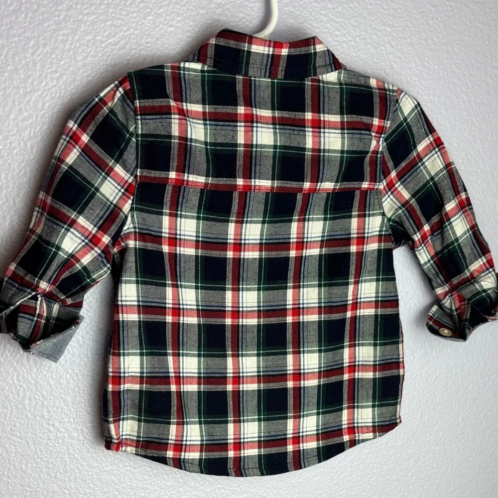 NWT OshKosh B'gosh Plaid Button Down Shirt - Red, Navy Blue, and White